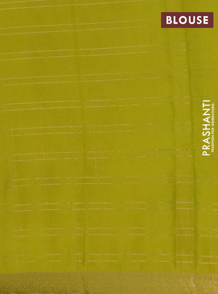 Semi mysore silk saree light green with allover checked pattern and zari woven border