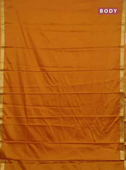 Semi mysore silk saree mustard yellow with plain body and zari woven border