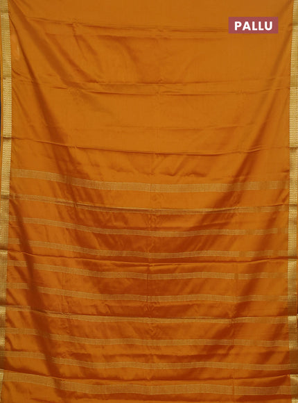 Semi mysore silk saree mustard yellow with plain body and zari woven border