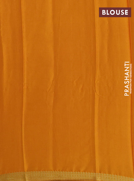 Semi mysore silk saree mustard yellow with plain body and zari woven border