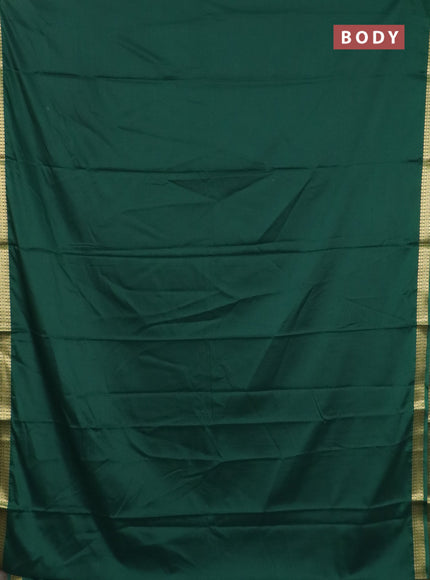 Semi mysore silk saree green with plain body and zari woven border