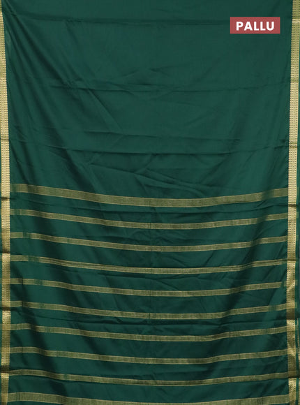 Semi mysore silk saree green with plain body and zari woven border