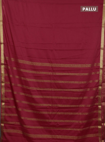 Semi mysore silk saree red with plain body and zari woven border