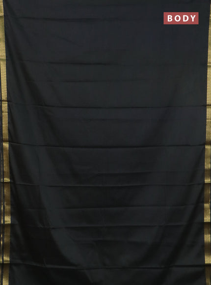 Semi mysore silk saree olive green with plain body and zari woven border