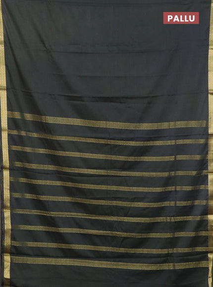 Semi mysore silk saree olive green with plain body and zari woven border