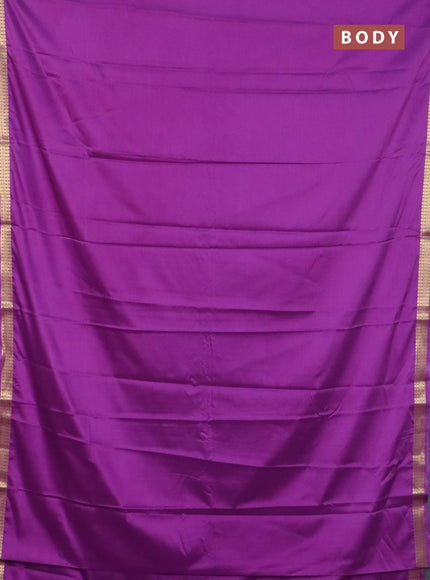 Semi mysore silk saree violet with plain body and zari woven border