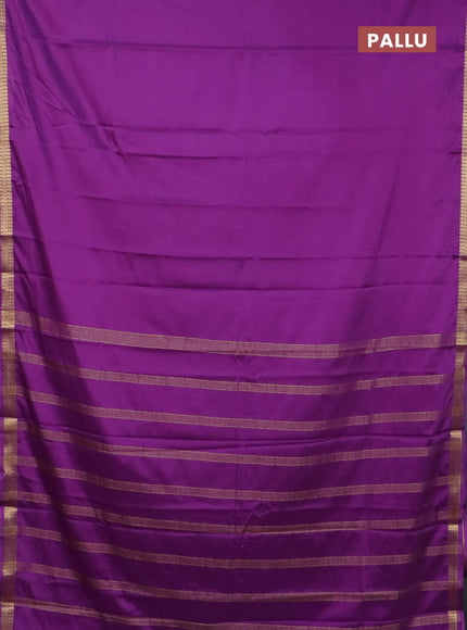 Semi mysore silk saree violet with plain body and zari woven border