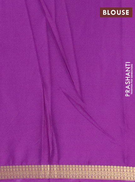 Semi mysore silk saree violet with plain body and zari woven border