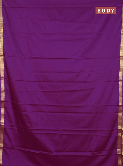 Semi mysore silk saree purple with plain body and zari woven border