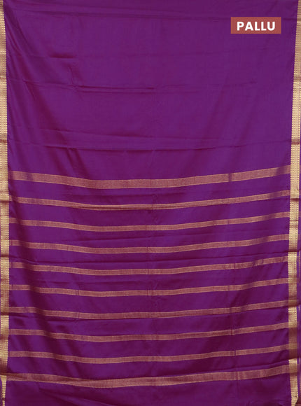 Semi mysore silk saree purple with plain body and zari woven border