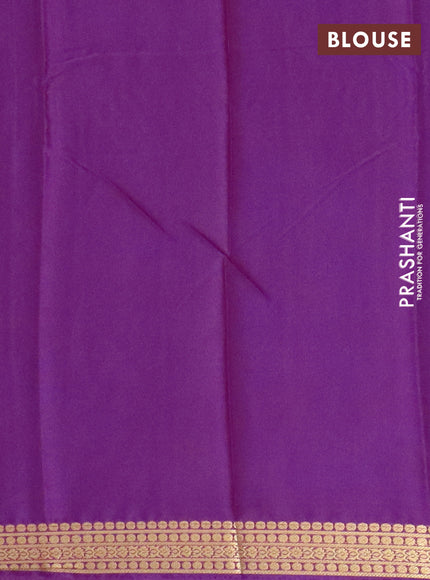 Semi mysore silk saree purple with plain body and zari woven border