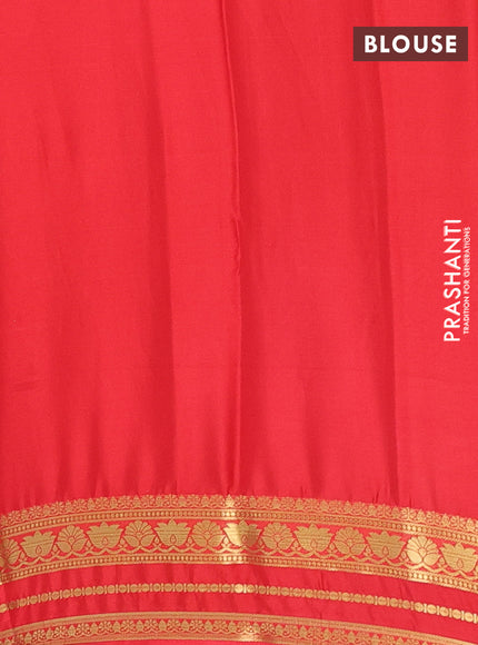 Semi mysore silk saree black and red with plain body and zari woven border