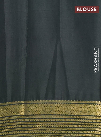 Semi mysore silk saree mauve pink and green with plain body and zari woven border