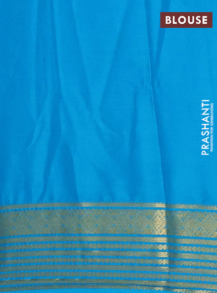 Semi mysore silk saree navy blue and cs blue with plain body and zari woven border