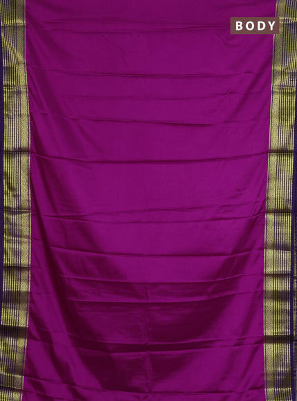 Semi mysore silk saree purple and violet with plain body and zari woven border