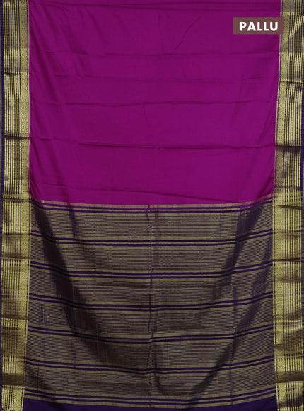 Semi mysore silk saree purple and violet with plain body and zari woven border