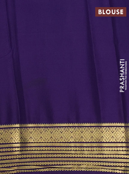 Semi mysore silk saree purple and violet with plain body and zari woven border