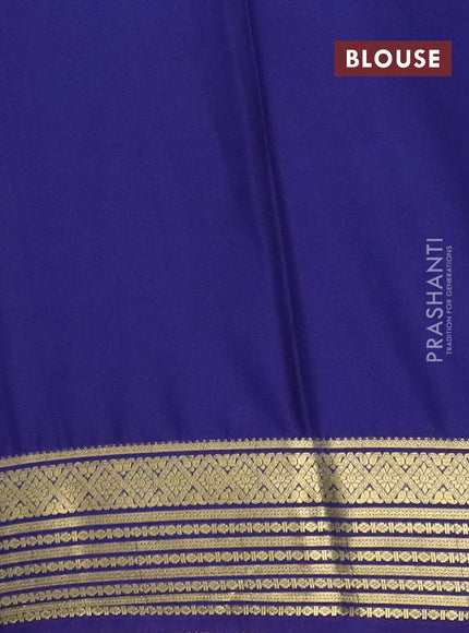 Semi mysore silk saree cs blue and navy blue with plain body and zari woven border