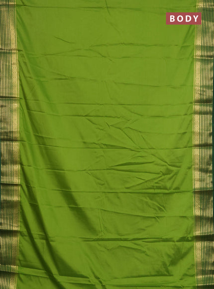 Semi mysore silk saree light green and green with plain body and zari woven border