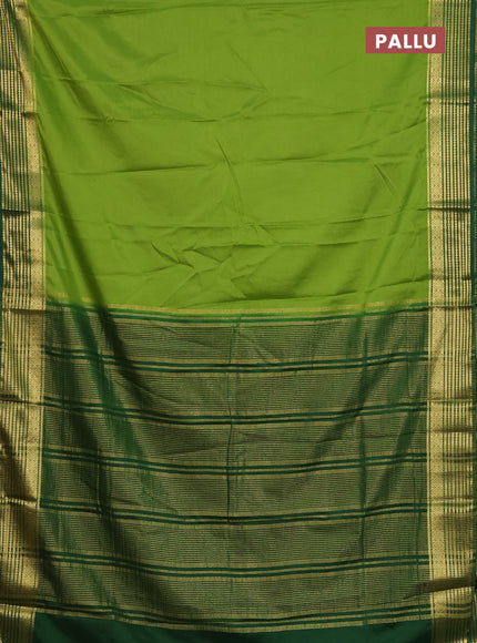 Semi mysore silk saree light green and green with plain body and zari woven border