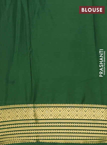 Semi mysore silk saree light green and green with plain body and zari woven border