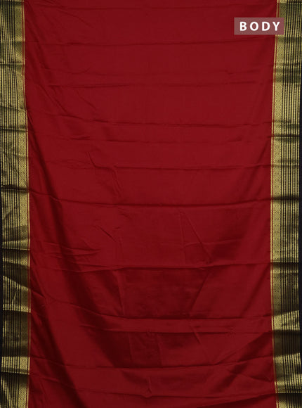 Semi mysore silk saree red and black with plain body and zari woven border