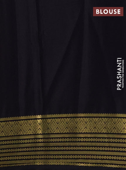 Semi mysore silk saree red and black with plain body and zari woven border
