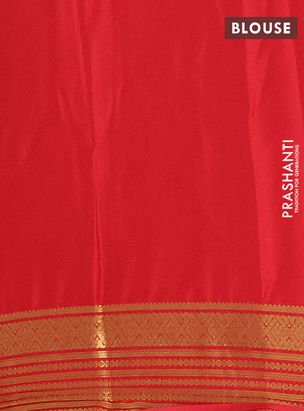Semi mysore silk saree coffee brown and red with plain body and zari woven border