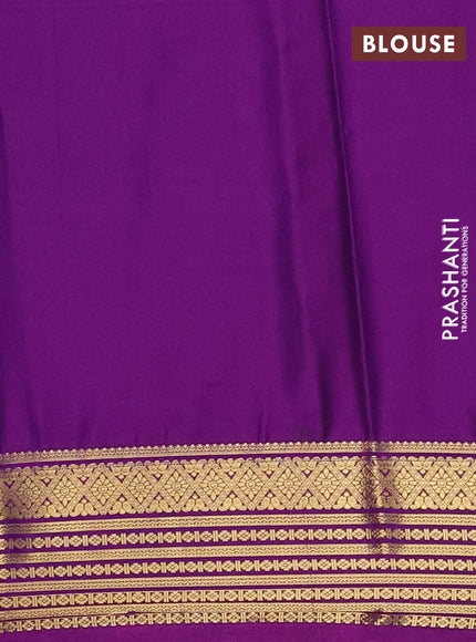 Semi mysore silk saree pastel blue and purple with plain body and zari woven border