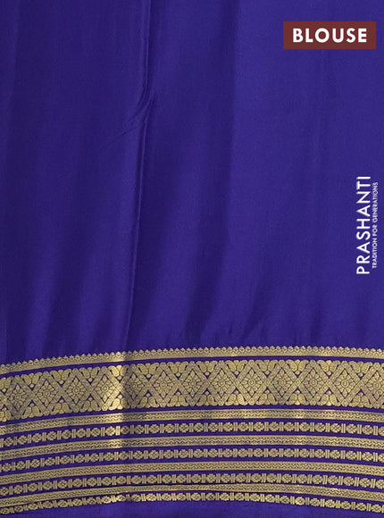 Semi mysore silk saree cs blue and navy blue with plain body and zari woven border