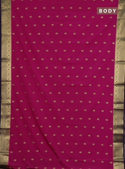 Semi mysore silk saree dark pink and violet with allover zari woven border and zari woven border