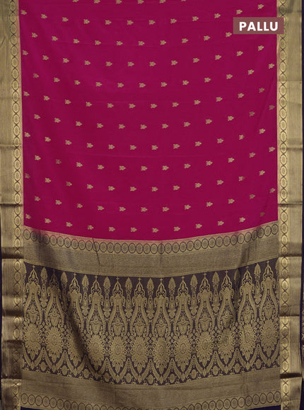 Semi mysore silk saree dark pink and violet with allover zari woven border and zari woven border