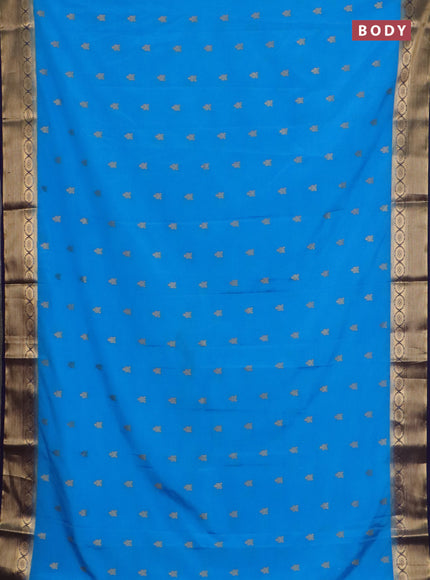 Semi mysore silk saree cs blue and navy blue with allover zari woven border and zari woven border