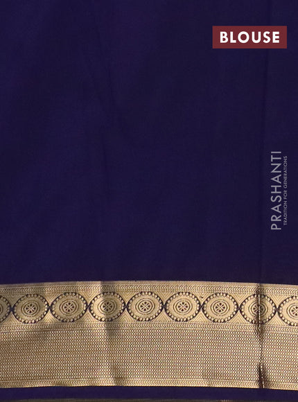 Semi mysore silk saree cs blue and navy blue with allover zari woven border and zari woven border