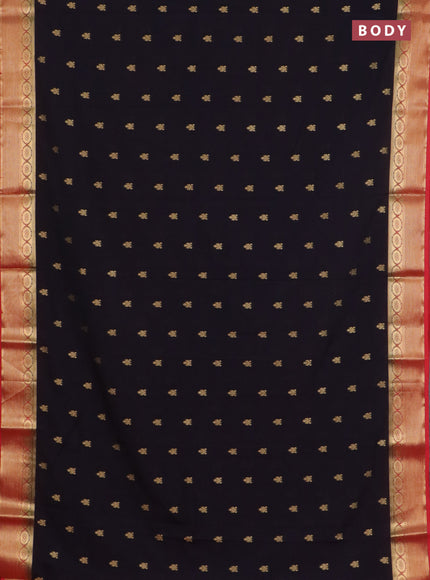 Semi mysore silk saree black and red with allover zari woven border and zari woven border
