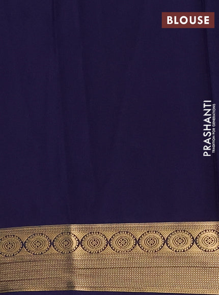 Semi mysore silk saree teal green and navy blue with allover zari woven border and zari woven border