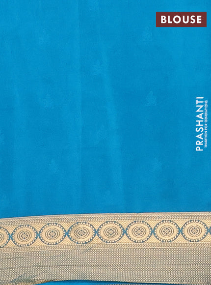 Semi mysore silk saree navy blue and teal blue with allover zari woven border and zari woven border