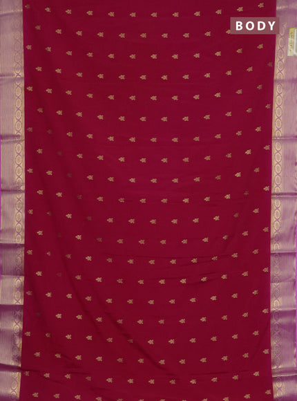 Semi mysore silk saree red and lotus pink with allover zari woven border and zari woven border