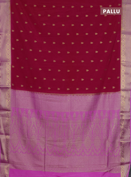 Semi mysore silk saree red and lotus pink with allover zari woven border and zari woven border