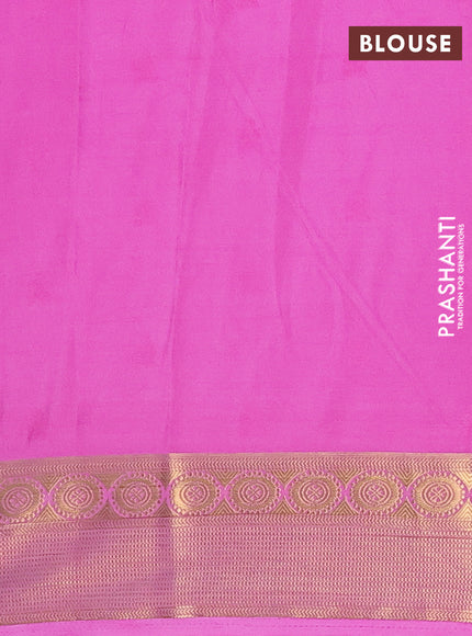 Semi mysore silk saree red and lotus pink with allover zari woven border and zari woven border