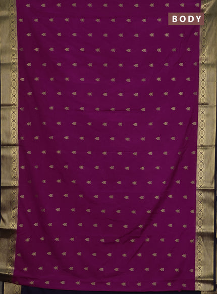 Semi mysore silk saree purple and black with allover zari woven border and zari woven border