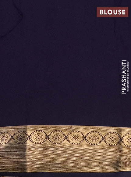 Semi mysore silk saree purple and black with allover zari woven border and zari woven border