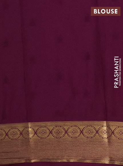 Semi mysore silk saree pastel green and wine shade with allover zari woven border and zari woven border