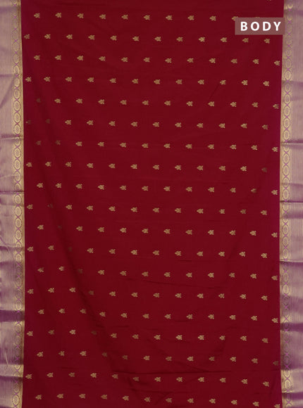 Semi mysore silk saree red and lotus pink with allover zari woven border and zari woven border