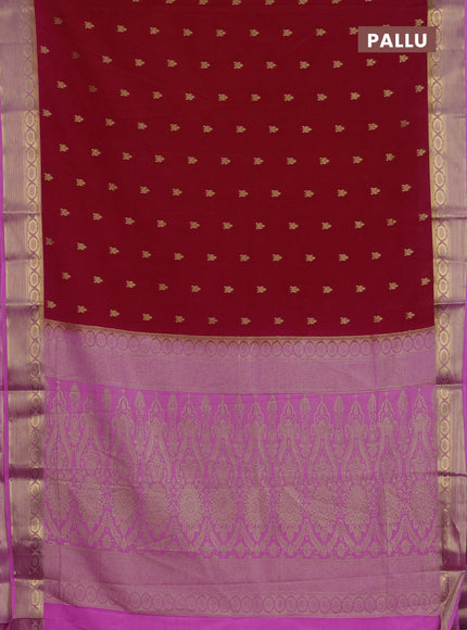Semi mysore silk saree red and lotus pink with allover zari woven border and zari woven border