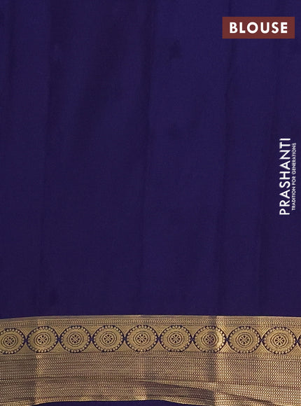 Semi mysore silk saree teal blue and navy blue with allover zari woven border and zari woven border