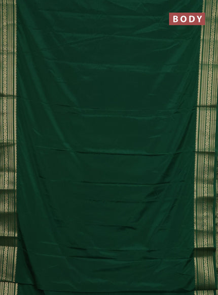 Semi mysore silk saree green with plain body and zari woven border