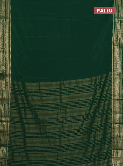 Semi mysore silk saree green with plain body and zari woven border