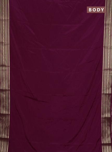 Semi mysore silk saree wine pink with plain body and zari woven border