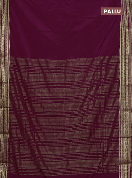 Semi mysore silk saree wine pink with plain body and zari woven border